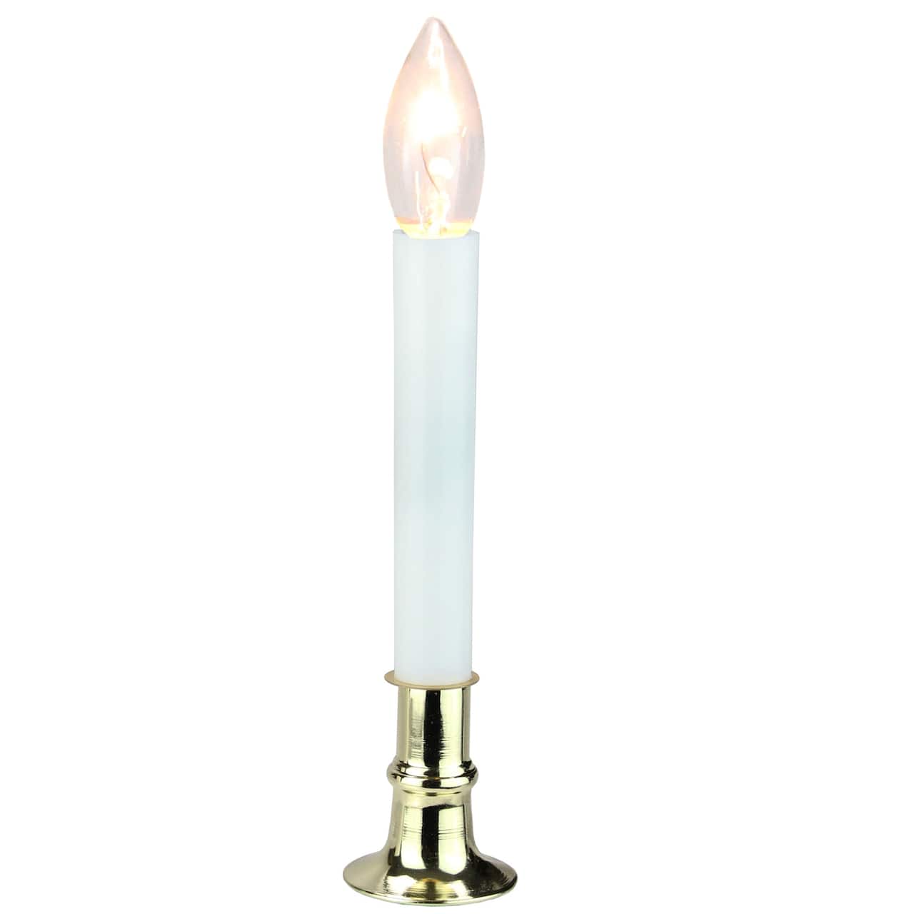 9" White & Gold Christmas Candle Lamp with Timer